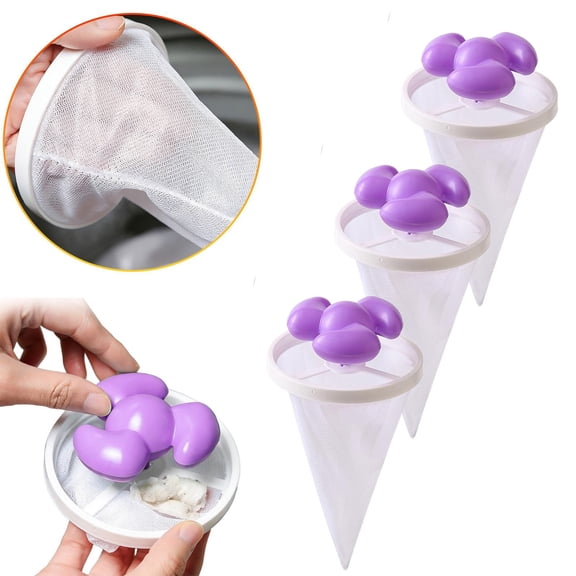 Floating Hair Filtering Mesh Removal,3Pcs Floating Filtering Mesh Removal, 2026 Upgraded Floating Catcher Washing Machine Lint Filter For Laundry Reusable Pet Remover For Home Use(Purple)