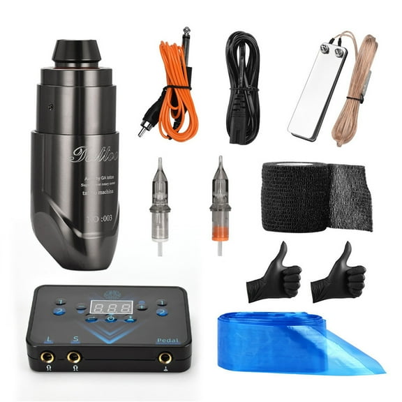 Walmeck  Machine Kit Rotary  Machine Pen with Power Supply Cartridge  Foot Pedal Clip Cord for  Artist Beginner