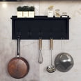 thumbnail image 4 of HBCY Creations Rustic Wall Mounted Coat Rack Shelf - Wooden Country Style 24" Entryway Shelf with Hooks - Solid Pine Wood - For Entryway, Kitchen, Bathroom (Black), 4 of 11