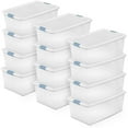 thumbnail image 1 of Sterilite 106 Qt Clear Plastic Stackable Storage Bin w/ White Latch Lid, 12 Pack, 1 of 12
