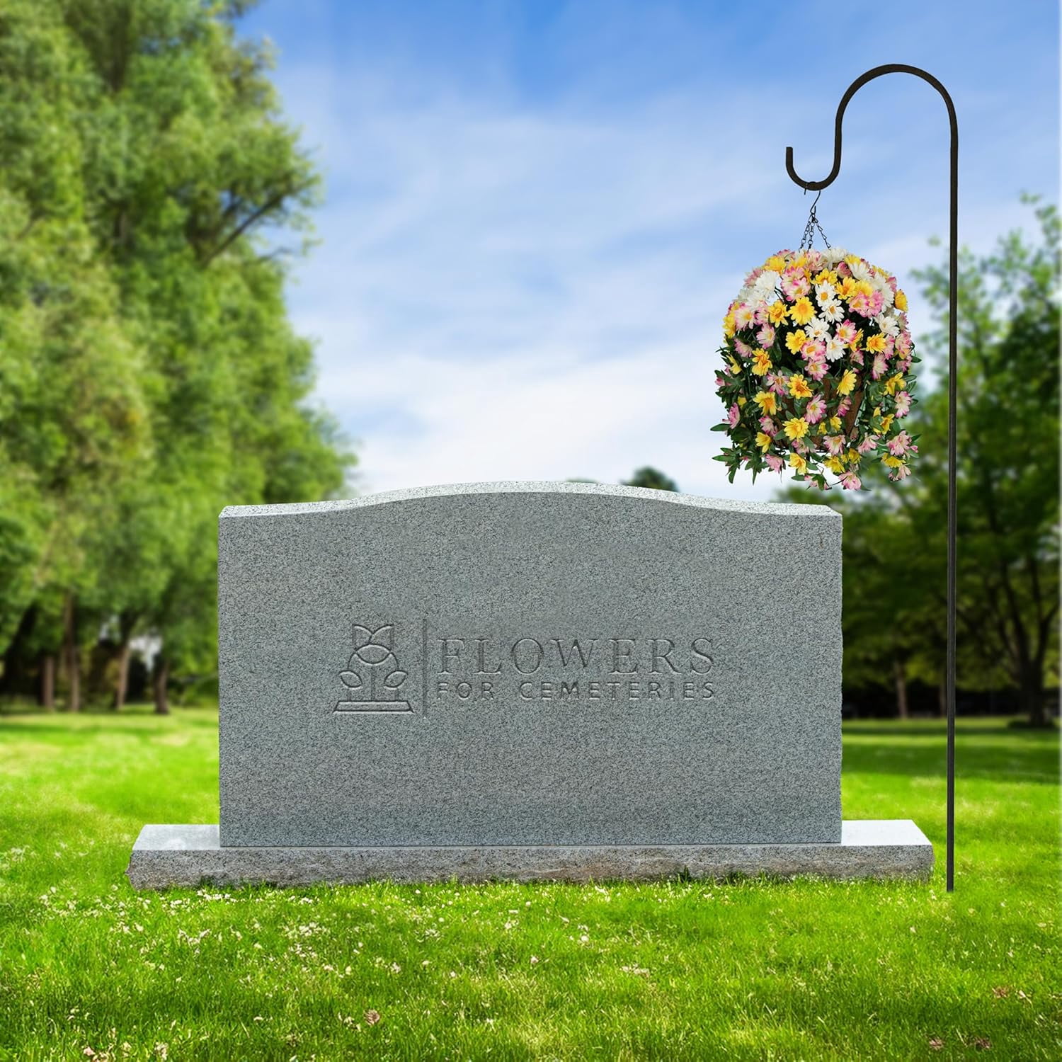 Sympathy Silks Artificial Flowers - Yellow White and Pink Daisies Hanging Basket