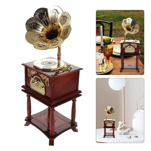 OULII Boîte à Musique Mini Taille 13.8X5.1X4.3In Style Rétro pour Amateurs de Musique et Utilisation sur Table