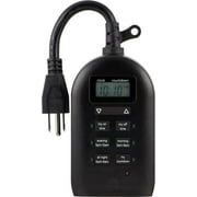 myTouchSmart Simple Set Outdoor Digital Timer, 2-Heavy Duty Grounded Outlets, 24hr, Black