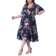 thumbnail image 4 of Vestido de verano de talla grande Agnes Orinda con volantes, corte envolvente en v, mangas cortas, vestido maxi casual con cinturón 3X azul marino, 4 of 6