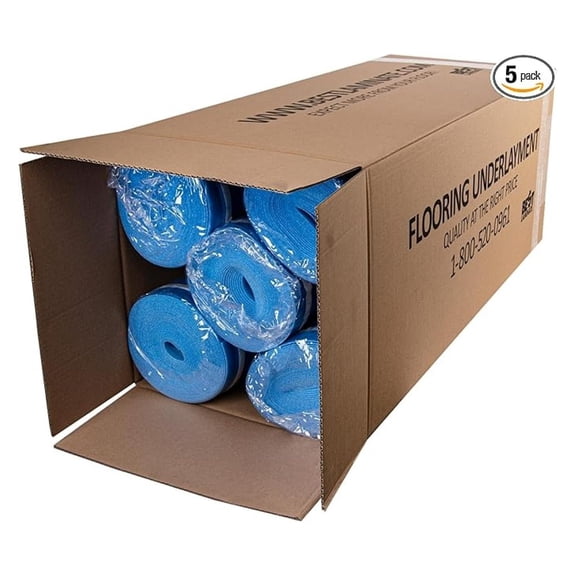 3in1 Vapor Barrier Flooring Underlayment w/Overlap and pre-Attached Tape Strip - Bestlaminate- 2mm - 500sq.ft (Bundle 5 Rolls Each 100 sg.ft.)