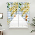thumbnail image 2 of Swag Valance Curtains for Windows, Forsythia Flowers Light Filtering Kitchen Curtains, Spring Yellow Floral Hummingbird Blue Plaid Window Treatment Valances for Living Room, 36x63 - 2 PCS, 2 of 9