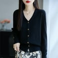 thumbnail image 5 of Kaondbfi Cardigan for Women, V Neck Long Sleeved Cardigan Loose Fitting Sweater Knitwear Women's Winter Coat, 5 of 5