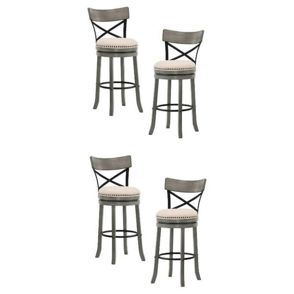 Home Square 29" Swivel Wood Barstool in Light Gray - Set of 4