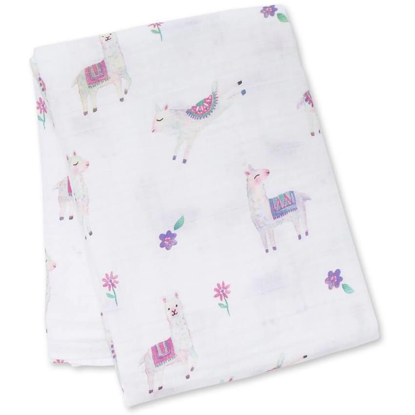 Lulujo Llama Cotton Muslin Swaddle 47×47″