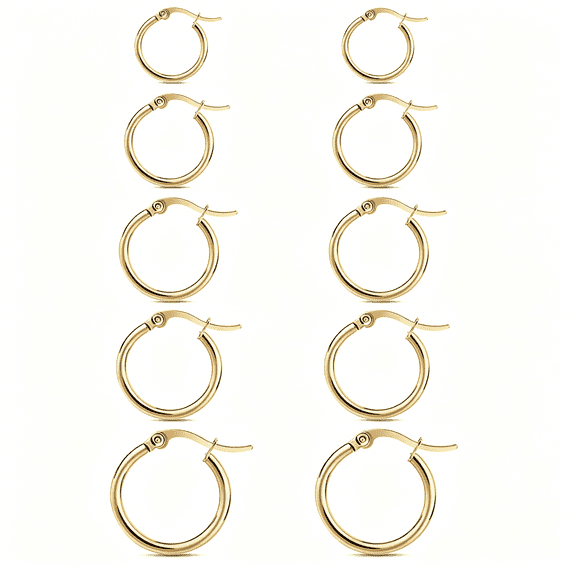 DESIGNICE 5 Pairs Hypoallergenic Gold Plated Hoop Earrings for Women, Huggie Hoops for Daily Wear