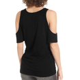 thumbnail image 3 of Wenyuyu Women’s Cold Shoulder T Shirts Short Sleeve Round Neck Tops Summer Trendy Casual Knot Twist Tunic Tee Blouses Black XL, 3 of 6