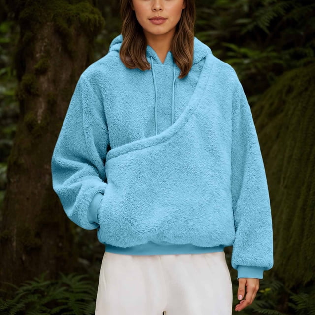 PMVFHDE Sweat à Capuche Confortable avec Poche Cachée pour Animaux de Compagnie Cordon de Serrage Réglable Manches Longues Douces pour Activités Extérieures et Confort Quotidien Bleu Ciel,m
