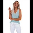 thumbnail image 2 of Camisola de Cuello en V para Mujer, Corte Entallado, Versátil, Color Liso, Sin Mangas, de Punto Básico, Verde XXXL, 2 of 10