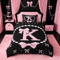 thumbnail image 2 of meiyoeat Cute Coquette Bow Twin Duvet Cover For Kids,Pink Ribbon Bowtie Initial Letter K Twin Bedding,Pink Reversible,2pcs(No Comforter), 2 of 6