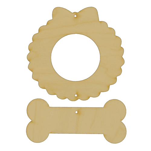 Package of 1, Jumbo 12.2" x 18" x 0.125" Baltic Birch Plywood Wreath with Hanging Dog Bone Wood Cutout for Art and Craft Project, Made in USA