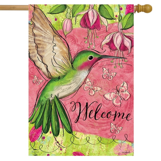Blissful Hummingbird Spring House Flag Welcome 28