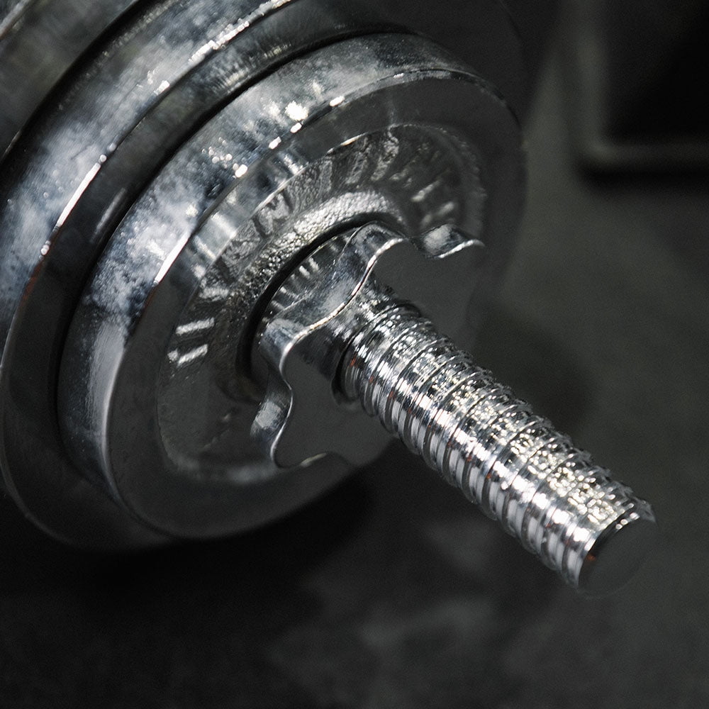 Titan Fitness 200 LB Adjustable Chrome Dumbbell Set, Pair of 100 LB Dumbbells, Medium Knurl Grip Handles