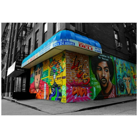 Graffiti on storefronts in NYC Poster - 19x13 (Best Places To See Graffiti In Nyc)