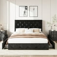 thumbnail image 2 of Amolife Full Bed Frame with 4 Storage Drawers and Faux Leather Headboard, Black, 2 of 7
