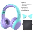 thumbnail image 1 of Auriculares para niños Bluetooth 5.0 Dibujos animados 3.5mm Auriculares para niños Auriculares portátiles plegables, Morado AweSitey EL000905-03B, 1 of 2