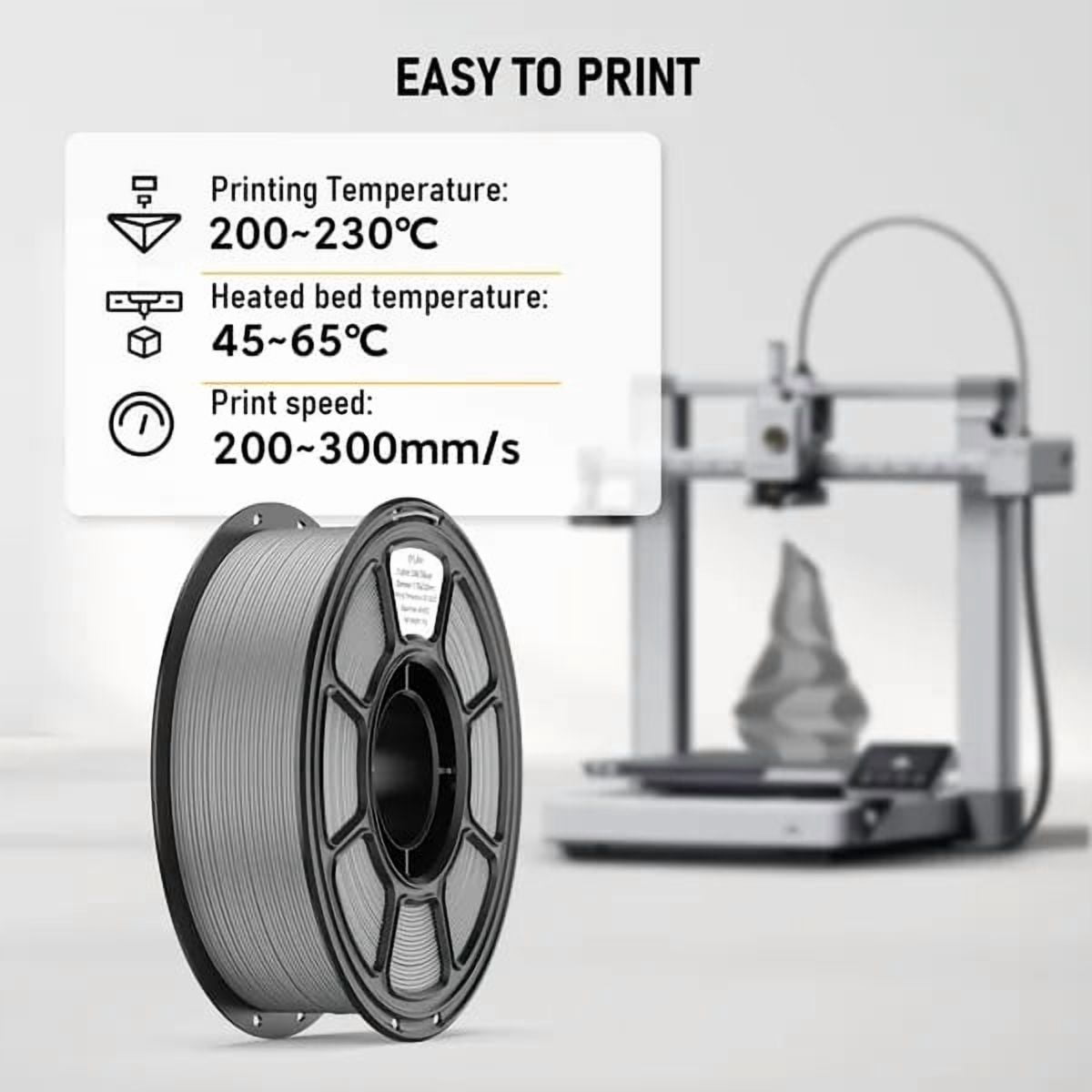 Silk PLA 3D Printer Filament 1.75mm, 1.1kg Spool, Glossy Metallic Shiny Finish, Smooth Printing Material for FDM Printers