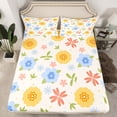thumbnail image 2 of Homewish Kawaii Cartoon Flower Queen Sheet Sets, Rustic Floral Plant Flat Sheet, Teens Kids Girls Women Queen Fitted Sheet, Microfiber Bedroom Decor, 4-Piece, 2 of 7