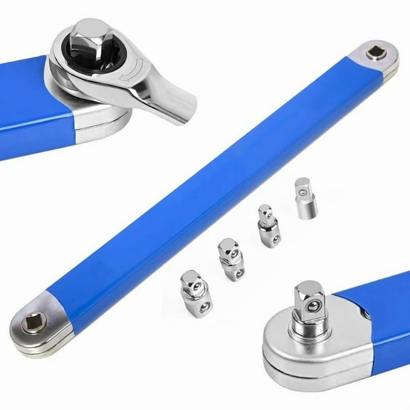 Professional Offset Wrench Set, Includes 1/2", 1/4", and 3/8" Ratchet Sockets, Multi-functional Tool for Tight Spaces