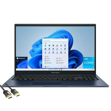 ASUS Vivobook 15 Thin & Lightweight Laptop, 15.6" FHD Display, 12th Gen Intel i3-1215U, Iris Xe Graphics, 8GB RAM, 256GB PCIe SSD, Keypad, USB-C, Webcam, HDMI, PDG HDMI, Win 11 Pro, Quiet Blue