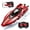 RED, variant on Funtogether High Speed Remote Control Boat for Pools and Lakes, 2.4GHz Waterproof RC Speedboat with Dual Motors, Blue