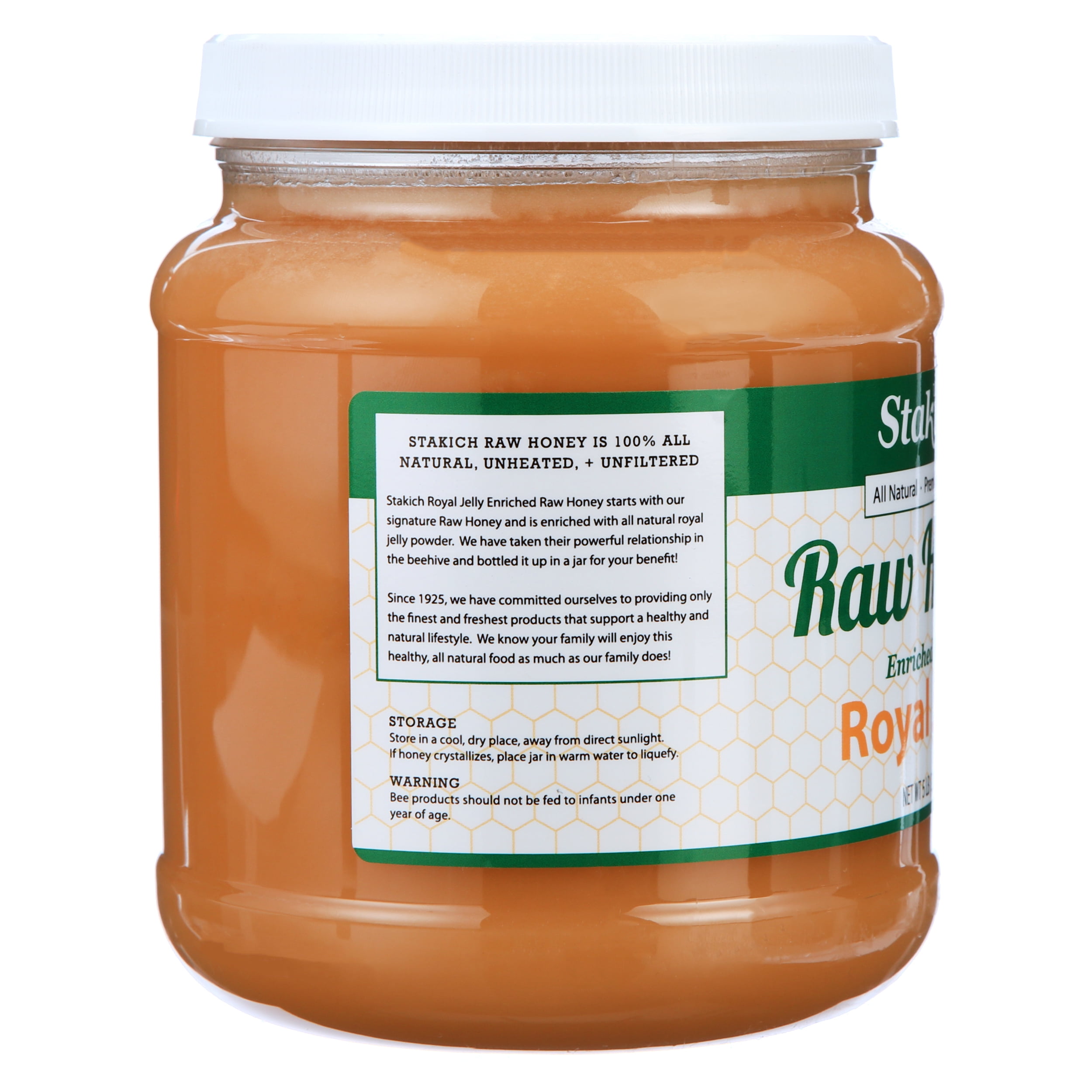 Stakich Royal Jelly Enriched Raw Honey, 5 Pound