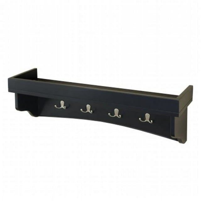 Bolton Furniture ASCA09BL Shaker Cottage Coat Hooks With Tray, Black