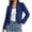 Blue, variant on Women's Ruffle Trim Open Front Denim Jacket Long Sleeve Cropped Lightweight Jean Cardigan Y2k Streetwear Spring Fall Casual Outerwear Black