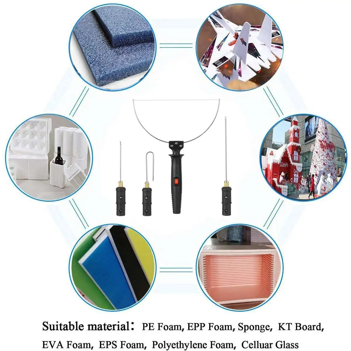 3in1 Electric Styrofoam Cutting Wire Adjustable Temperature Foam Cutting Machine Thermal Knife for Foam Cutter Blade Die cutter