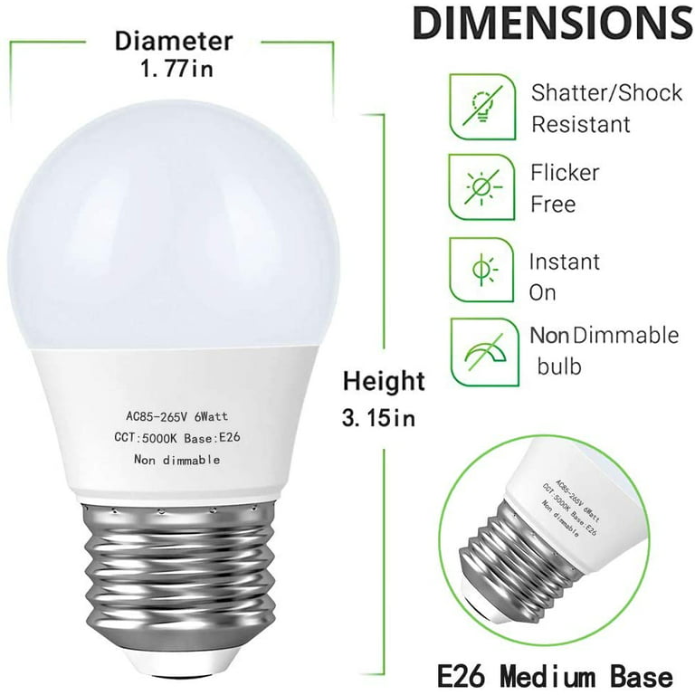 TORCHSTAR LED Refrigerator Light Bulb, 40W Equivalent, A15