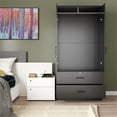 thumbnail image 4 of Better Home NW-108-BLK Armoire Garde-Robe en Bois à 2 Portes avec 2 Tiroirs, Noir, 4 of 10