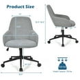 thumbnail image 2 of Gymax Chaise de Bureau d'Appoint en Lin, Chaise de Travail Pivotante à Roulettes Réglable avec Accoudoirs, 2 of 9