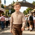 thumbnail image 2 of KHONTS Oktoberfest Graphic Printed Shirts for Boys Kids Long Sleeve Western Shirts Button down Casual Tops,Size 2-14 Years 12-Khaki 150, 2 of 4