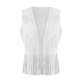 thumbnail image 7 of GEWSEY Women Western Tassels Vest Tops 70s Hippie Suede Fringe Vests Jacket Cardigan Open Front Rodeo Cowgirl Shirt (White, XXL), 7 of 7