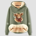 thumbnail image 2 of Women's Hooded Sweatshirt Long Sleeve Highland Cattle Print Thick Hoodies Loose Casual Fall Winter Warm Pullover Tops, 2 of 3