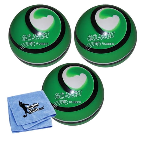 EPCO Duckpin Bowling Balls- Comet Rubber - Green with Black White (4 7/8 inch- 3lbs. 8 oz.) - 3 Balls