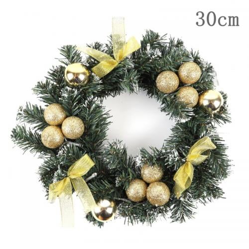 Yelite Christmas Wreath with LED String Lights,Battery Powered Lighted Christmas Wreath Ball,40CM Xmas Door Wreath Artificial Xmas Hanging Garland