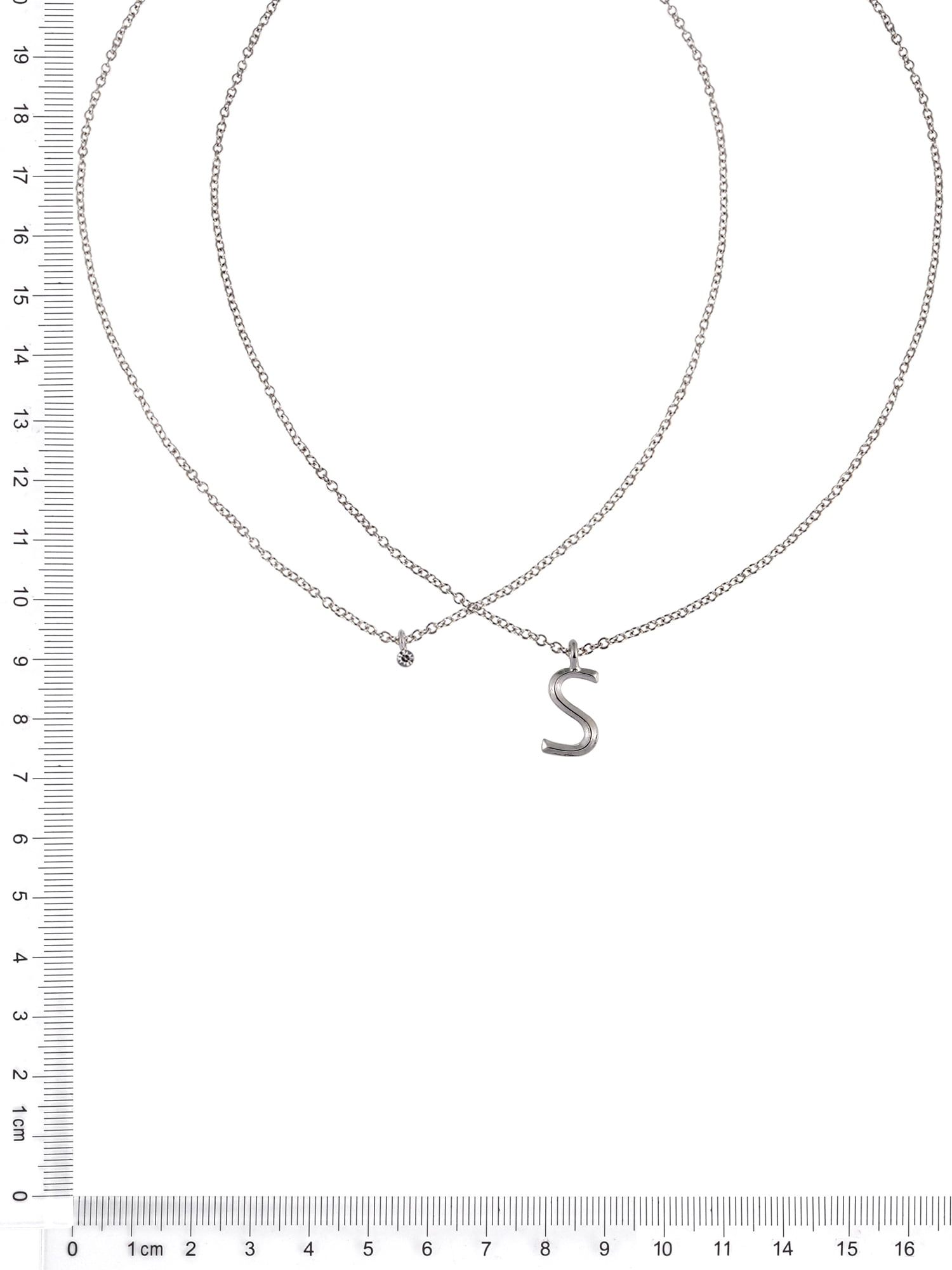Time and Tru Silvertone Rolo Chain 2 Row Initial "S" Pendant Necklace