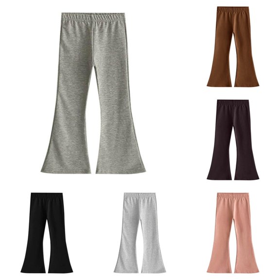 NinXxx Girls Solid Wide Leg Pants School Supplies Fashionable Casual Bottoms Grey 5-6 Years