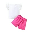 thumbnail image 7 of Zwiiyzr 2024 Baby Boy Girl Summer Clothes Short Sleeve T-Shirt Flutter Sleeve Round Neck Shorts Sets 2Pcs Cute Toddler Outfit for 1-8 Years Pink, 7 of 7