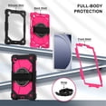 thumbnail image 3 of Funda Resistente a Golpes para Samsung Galaxy Tab A9+, Silicona Anti-caída + Funda Protectora de Capa de PC con Asa Giratoria de 360°, Soporte, Correa para el Hombro, Rosa Rosado, para Galaxy Tab A9+, 3 of 8