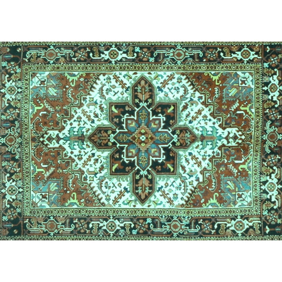 Ahgly Company Machine Washable Indoor Rectangle Persian Turquoise Blue Traditional Area Rugs, 5' x 7'