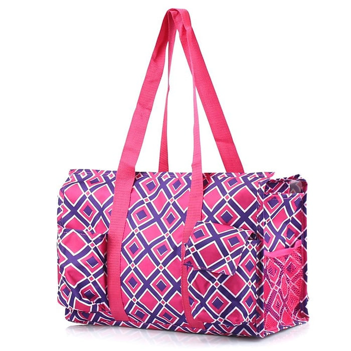 Quilted Cotton Multi Color Quatrefoil Large Shoulder Bag Fashion Handbag Tote 