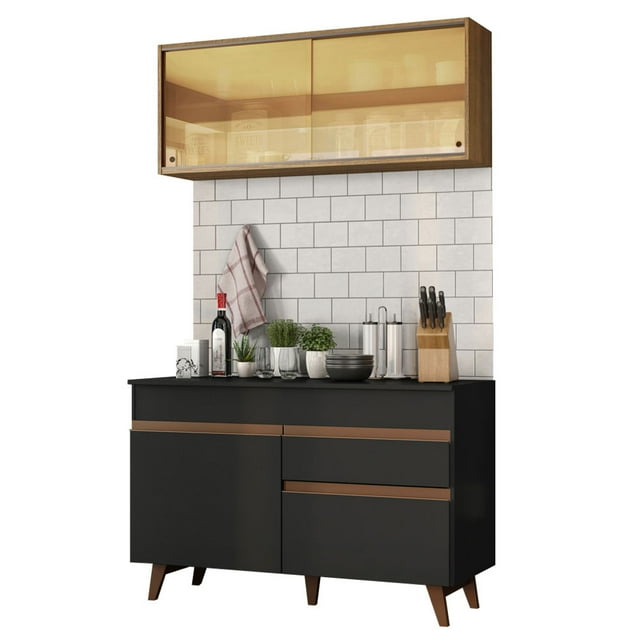 Madesa Gabinete de Cocina Integral Compacto 120 cm Reims Negro/Rústico 01