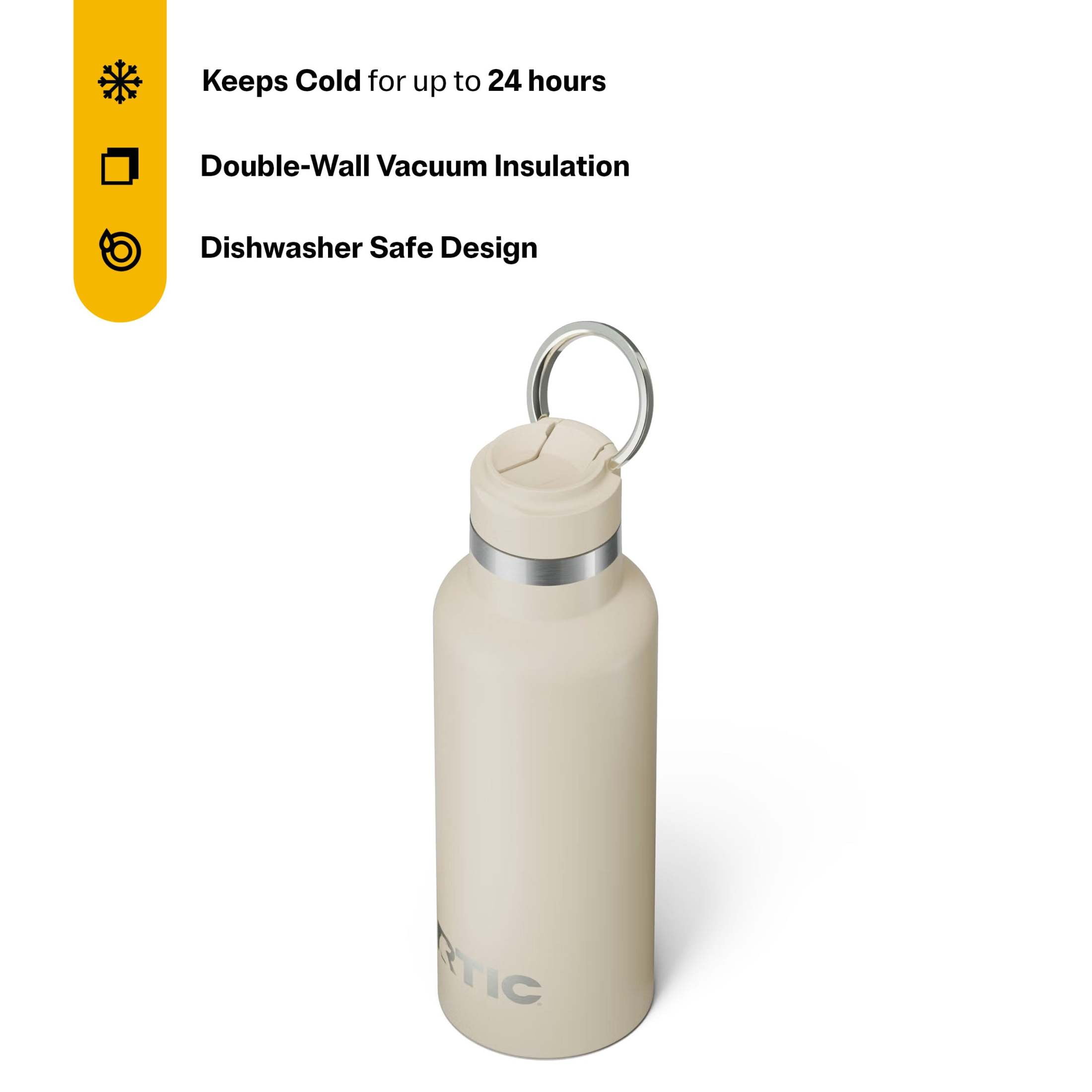 RTIC 16 oz Ceramic Lined Insulated Journey Water Bottle, Leak-Proof Lid, Beach