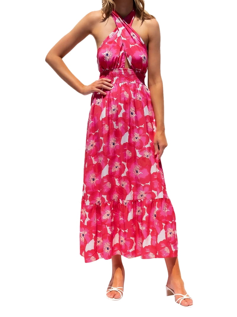 slim fit dress slacks Tie Back Halter Maxi Dress main image 1